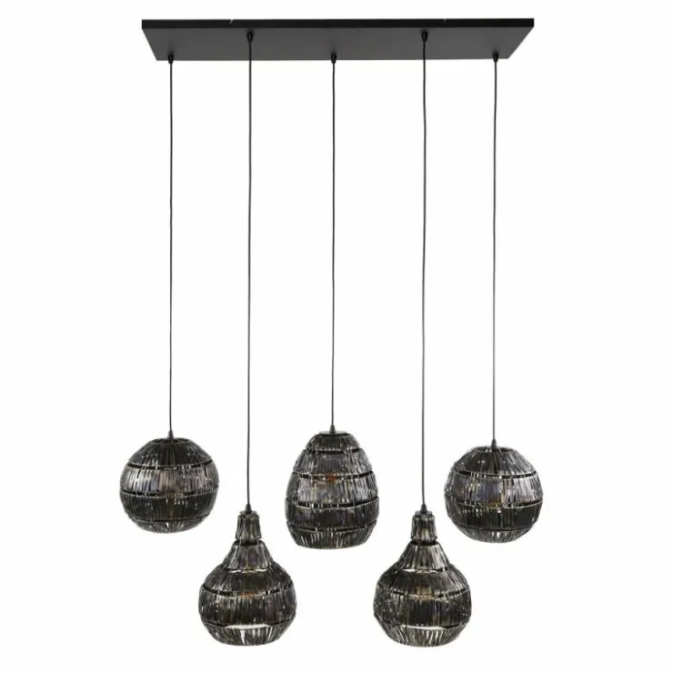 hofstein Suspensions|Jamprestes Suspension Brun, Noir, 5 lumières