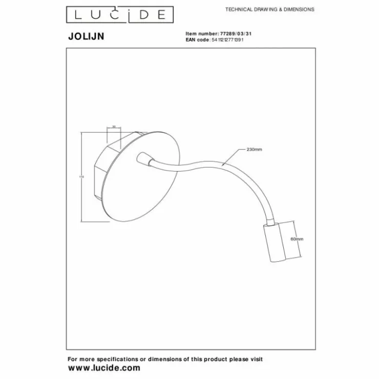 Luminaires Lucide Éclairage Led|JOLIJN Applique murale LED Blanc, 1 lumière