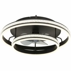 Kendall Ventilateur de plafond lumineux Luminaires Globo Lighting LED Noir, 1 lumière, Télécommandes