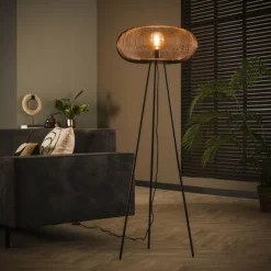 hofstein Lampadaires Et Lampes Sur Pied|Lampadaire Vagney Nickel mat, Noir, 1 lumière