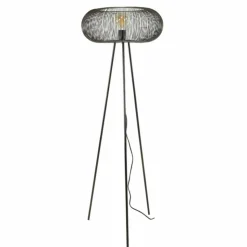 hofstein Lampadaires Et Lampes Sur Pied|Lampadaire Vagney Nickel mat, Noir, 1 lumière