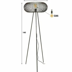hofstein Lampadaires Et Lampes Sur Pied|Lampadaire Vagney Nickel mat, Noir, 1 lumière