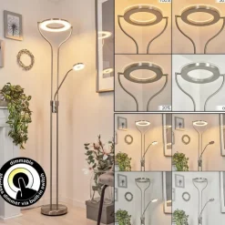 hofstein Lampadaires Et Lampes Sur Pied|Lampadaire à vasque Plouescat LED Nickel mat, 2 lumières
