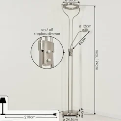 hofstein Lampadaires Et Lampes Sur Pied|Lampadaire à vasque Plouescat LED Nickel mat, 2 lumières