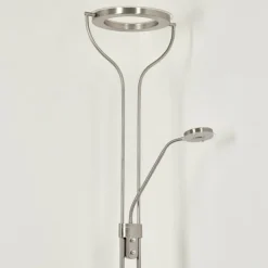 hofstein Lampadaires Et Lampes Sur Pied|Lampadaire à vasque Plouescat LED Nickel mat, 2 lumières