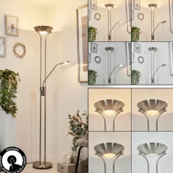 hofstein Lampadaires Et Lampes Sur Pied|Lampadaire à vasque Rom Nickel mat, 2 lumières