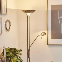 hofstein Lampadaires Et Lampes Sur Pied|Lampadaire à vasque Rom Nickel mat, 2 lumières
