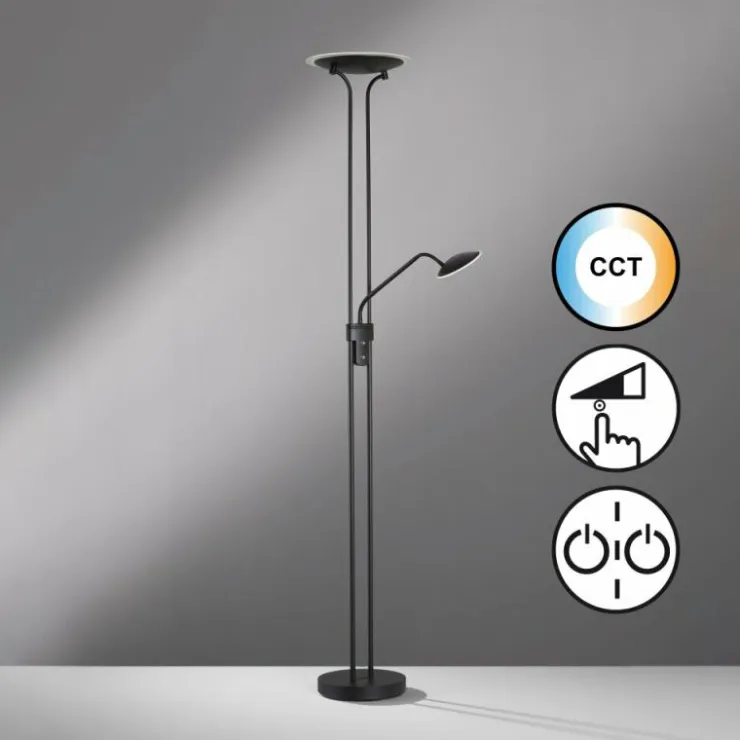 Luminaires Fischer & Honsel Éclairage Led|Lampadaire à vasque Fischer & Honsel Tallri LED Noir, 1 lumière