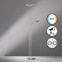 Luminaires Fischer & Honsel Lampadaires Et Lampes Sur Pied|Lampadaire à vasque Fischer & Honsel Tallri LED Nickel mat, 1 lumière