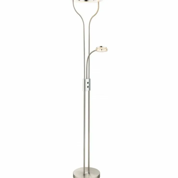 Luminaires Globo Lighting Lampadaires Et Lampes Sur Pied|Lampadaire à vasque Globo LED Nickel mat, 2 lumières