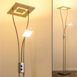 hofstein Éclairage Led|Lampadaire à vasque KIMBA LED Nickel mat, 3 lumières
