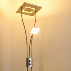hofstein Éclairage Led|Lampadaire à vasque KIMBA LED Nickel mat, 3 lumières
