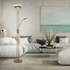 Luminaires Leuchten Direkt Lampadaires Et Lampes Sur Pied|Lampadaire à vasque Leuchten-Direkt ZAHARA LED Vieux laiton, 2 lumières