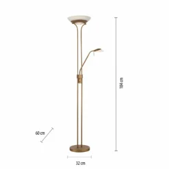 Luminaires Leuchten Direkt Lampadaires Et Lampes Sur Pied|Lampadaire à vasque Leuchten-Direkt ZAHARA LED Vieux laiton, 2 lumières