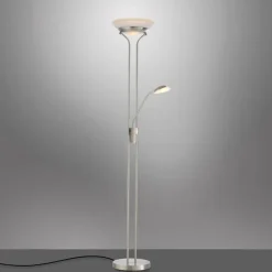 Luminaires Leuchten Direkt Éclairage Led|Lampadaire à vasque Leuchten-Direkt ZAHARA LED Acier brossé, 2 lumières