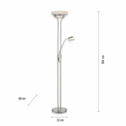 Luminaires Leuchten Direkt Éclairage Led|Lampadaire à vasque Leuchten-Direkt ZAHARA LED Acier brossé, 2 lumières