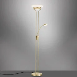 Luminaires Leuchten Direkt Lampadaires Et Lampes Sur Pied|Lampadaire à vasque Leuchten-Direkt ZAHARA LED Laiton, 2 lumières