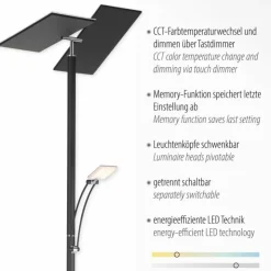 Luminaires Paul Neuhaus Éclairage Led|Lampadaire à vasque Paul Neuhaus ARTUR LED Anthracite, 1 lumière