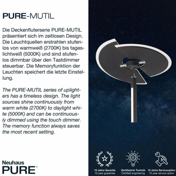 Luminaires Paul Neuhaus Lampadaires Et Lampes Sur Pied|Lampadaire à vasque Paul Neuhaus PURE-MUTIL LED Acier brossé, 2 lumières