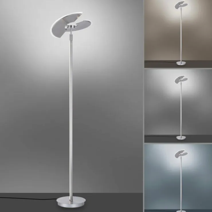 Luminaires Paul Neuhaus Lampadaires Et Lampes Sur Pied|Lampadaire à vasque Paul Neuhaus PURE-MUTIL LED Acier brossé, 2 lumières