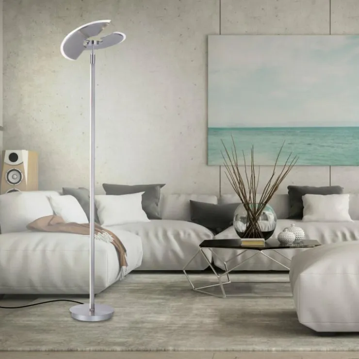 Luminaires Paul Neuhaus Lampadaires Et Lampes Sur Pied|Lampadaire à vasque Paul Neuhaus PURE-MUTIL LED Acier brossé, 2 lumières