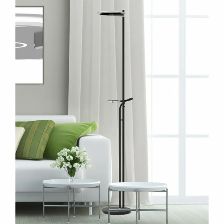 Luminaires Steinhauer Lampadaires Et Lampes Sur Pied|Lampadaire à vasque Steinhauer Turound LED Noir, 2 lumières