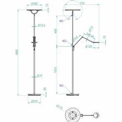 Luminaires Steinhauer Éclairage Led|Lampadaire à vasque Steinhauer Soleil LED Noir, 2 lumières