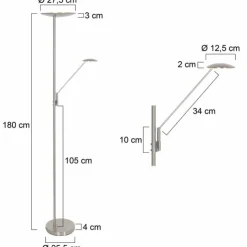 Luminaires Steinhauer Éclairage Led|Lampadaire à vasque Steinhauer Daphne LED Acier brossé, 2 lumières