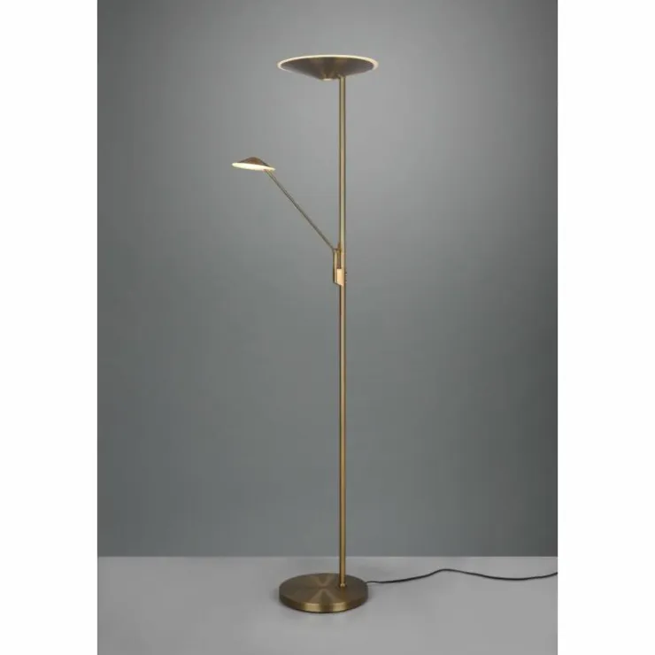 Luminaires Trio Éclairage Led|Lampadaire à vasque Trio Brantford LED Vieux laiton, 1 lumière
