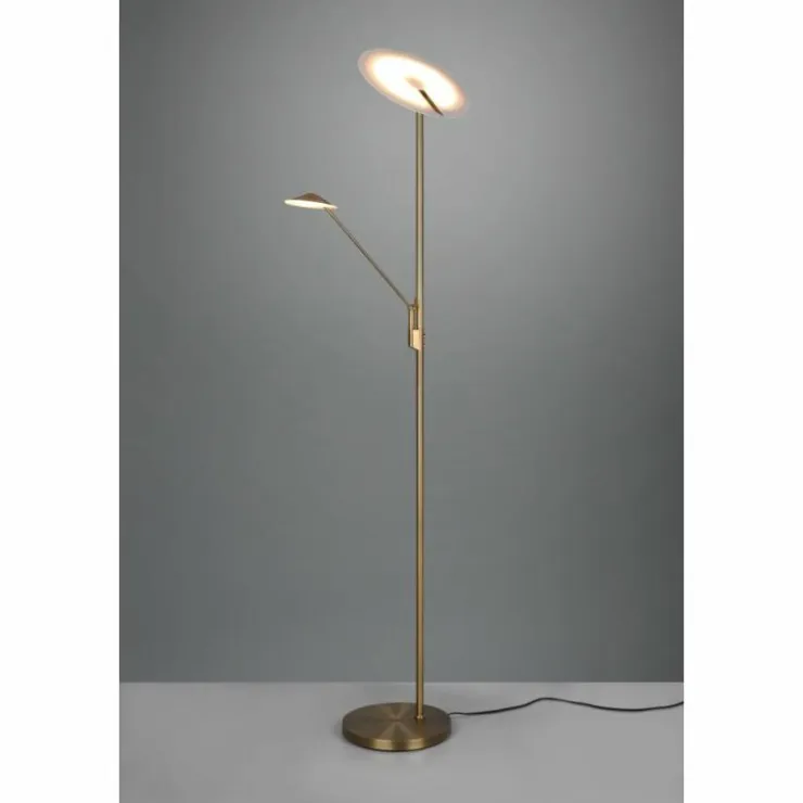 Luminaires Trio Éclairage Led|Lampadaire à vasque Trio Brantford LED Vieux laiton, 1 lumière