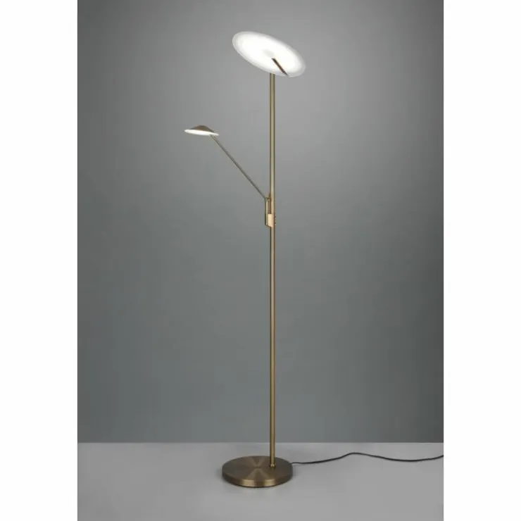 Luminaires Trio Éclairage Led|Lampadaire à vasque Trio Brantford LED Vieux laiton, 1 lumière