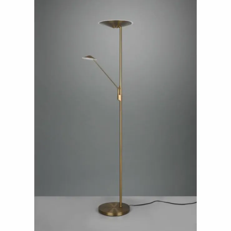 Luminaires Trio Éclairage Led|Lampadaire à vasque Trio Brantford LED Vieux laiton, 1 lumière