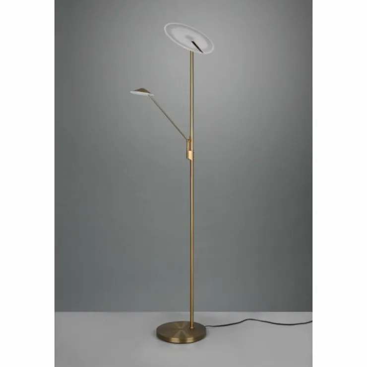 Luminaires Trio Éclairage Led|Lampadaire à vasque Trio Brantford LED Vieux laiton, 1 lumière