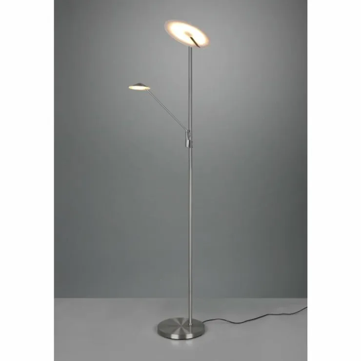Luminaires Trio Lampadaires Et Lampes Sur Pied|Lampadaire à vasque Trio Brantford LED Nickel mat, 1 lumière