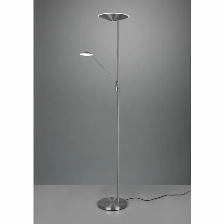Luminaires Trio Lampadaires Et Lampes Sur Pied|Lampadaire à vasque Trio Brantford LED Nickel mat, 1 lumière