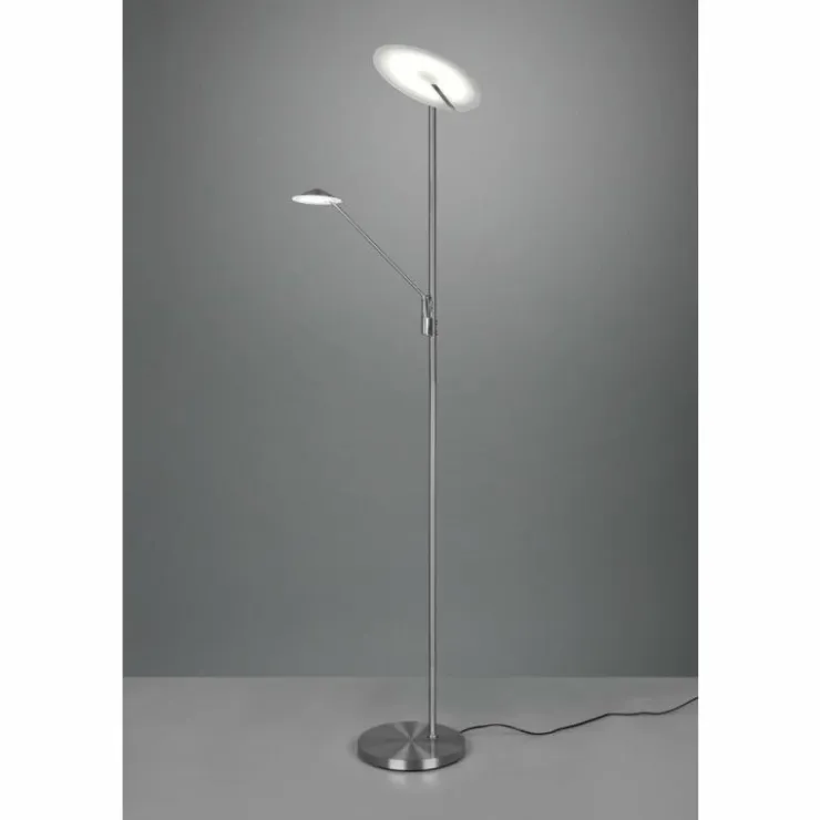 Luminaires Trio Lampadaires Et Lampes Sur Pied|Lampadaire à vasque Trio Brantford LED Nickel mat, 1 lumière