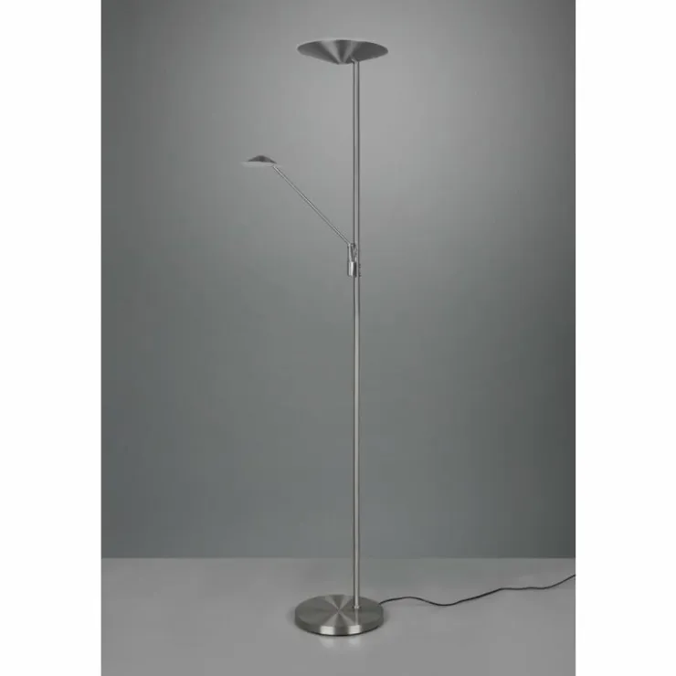 Luminaires Trio Lampadaires Et Lampes Sur Pied|Lampadaire à vasque Trio Brantford LED Nickel mat, 1 lumière