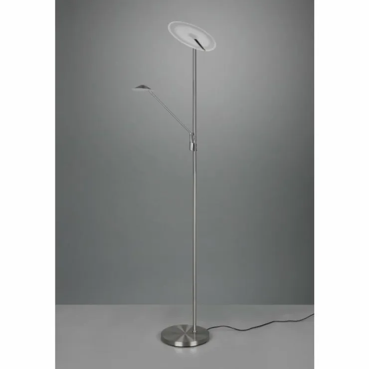Luminaires Trio Lampadaires Et Lampes Sur Pied|Lampadaire à vasque Trio Brantford LED Nickel mat, 1 lumière