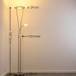 hofstein Éclairage Led|Lampadaire à vasque Watino LED Nickel mat, 3 lumières