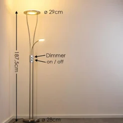 hofstein Éclairage Led|Lampadaire à vasque Watino LED Nickel mat, 3 lumières