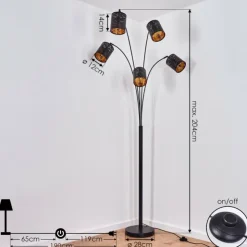 hofstein Lampadaires Et Lampes Sur Pied|Lampadaire Bathinda Noir, 5 lumières