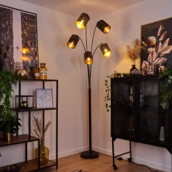 hofstein Lampadaires Et Lampes Sur Pied|Lampadaire Bathinda Noir, 5 lumières