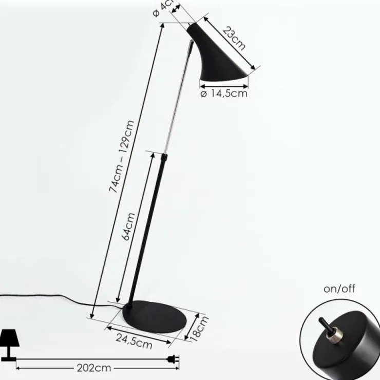 hofstein Lampadaires Et Lampes Sur Pied|Lampadaire Corralcay Chrome, Noir, 1 lumière