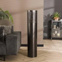 hofstein Lampadaires Et Lampes Sur Pied|Lampadaire Cylinder Nickel mat, Noir, 1 lumière