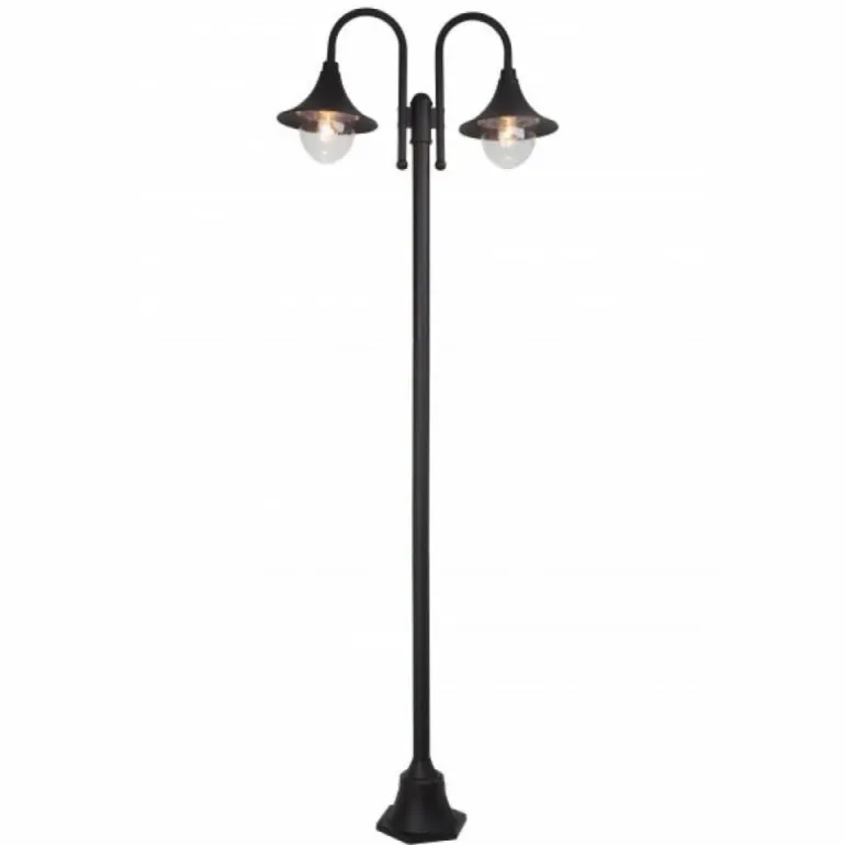 Lampadaire d'extérieur Brilliant Berna Noir, 2 lumières