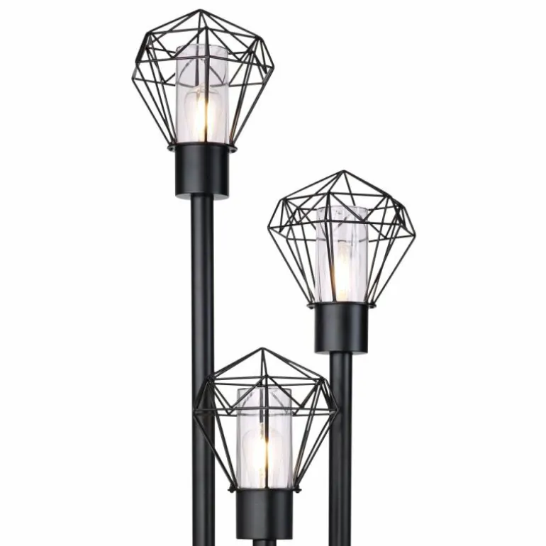 Lampadaire d'extérieur Globo HORACE Noir, 3 lumières