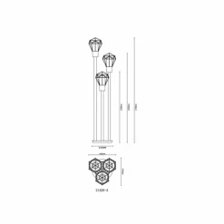 Lampadaire d'extérieur Globo HORACE Noir, 3 lumières
