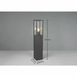 Lampadaire d'extérieur Trio GARONNE Anthracite, 1 lumière, Détecteur de mouvement