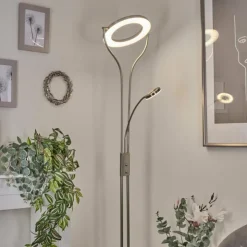hofstein Éclairage Led|Lampadaire Donna LED Nickel mat, 2 lumières