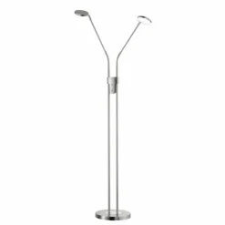 FHL easy Lampadaires Et Lampes Sur Pied|Lampadaire Luna LED Nickel mat, 2 lumières